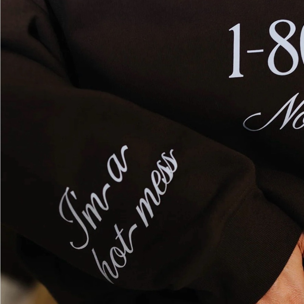 Chocolate brown Half-Zip Graphic Pullover Sweatshirt - 1-800-HOT-MESS - Picture 2 of 4